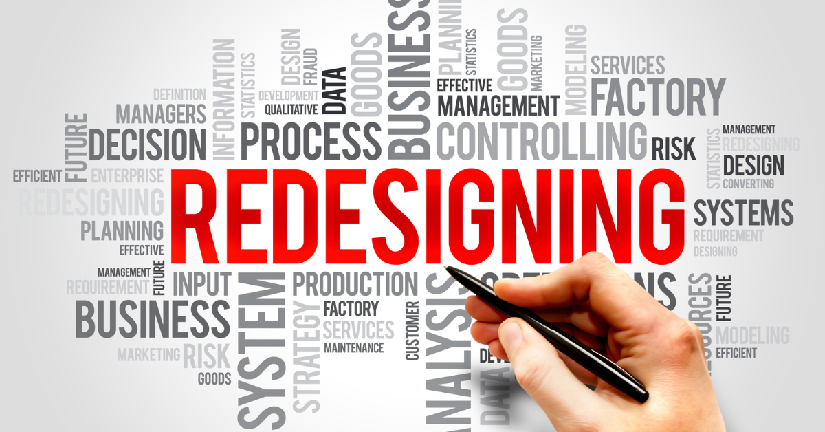 Phot of a graphic that says website redesign