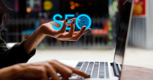 Photo of someone holding SEO