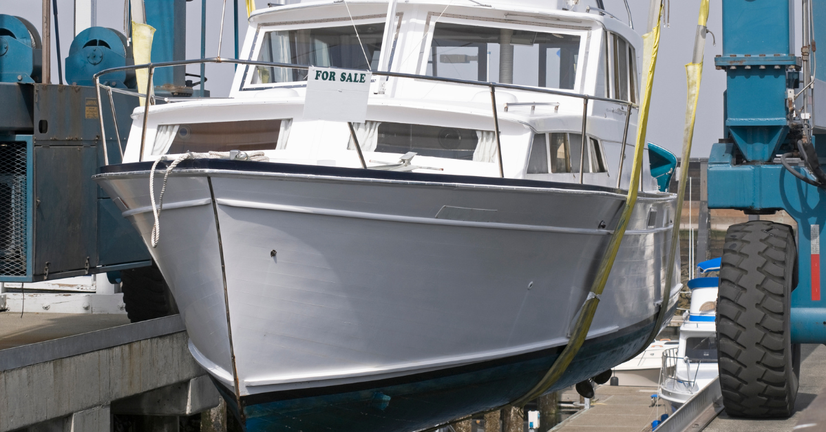 photo of a yacht for sale at a yacht show