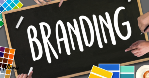 a sign that says branding surrounded by colors