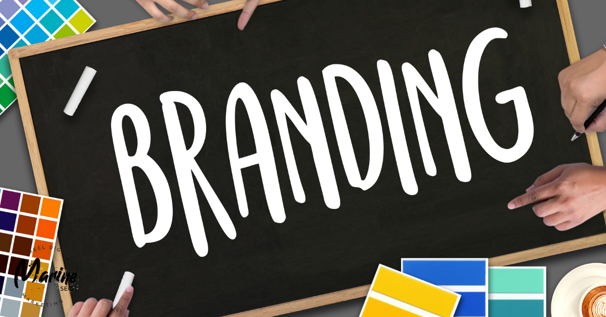 a sign that says branding surrounded by colors