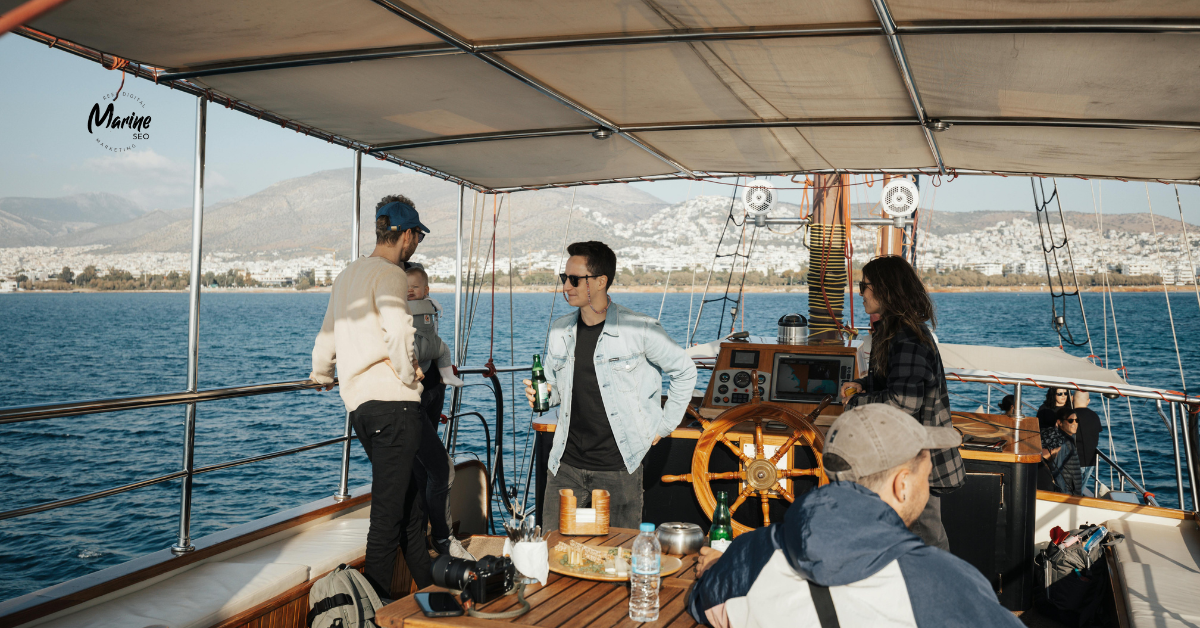 people standing on a sail boat